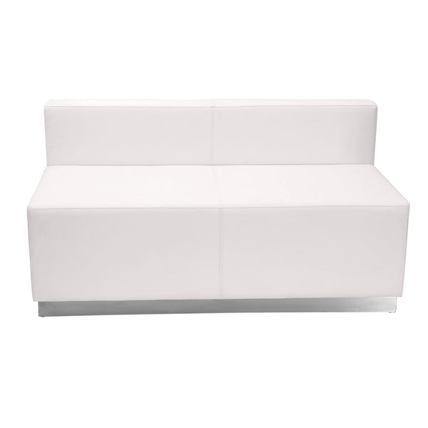 Melrose White |#| 7 PC White LeatherSoft Modular Reception Configuration w/Taut Back &Seat