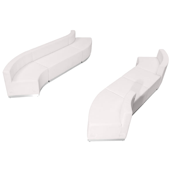 Melrose White |#| 7 PC White LeatherSoft Modular Reception Configuration w/Taut Back &Seat