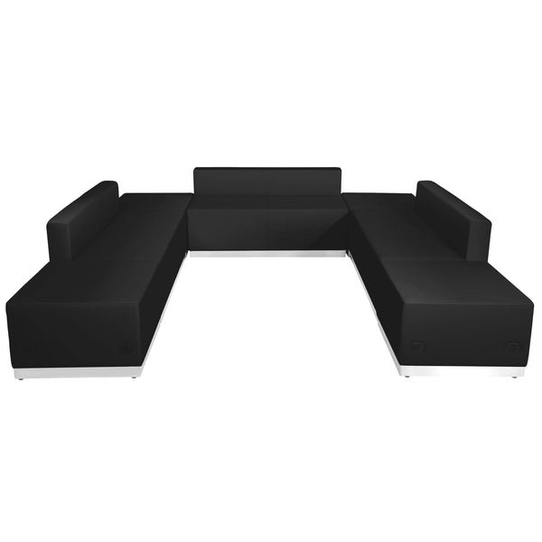 Melrose White |#| 7 PC White LeatherSoft Modular Reception Configuration w/Taut Back &Seat