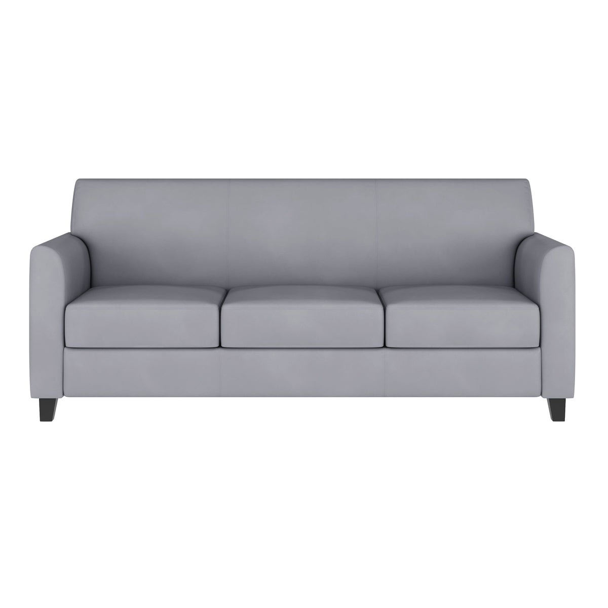Gray |#| Gray LeatherSoft Sofa with Clean Line Stitched Frame - Reception Seating
