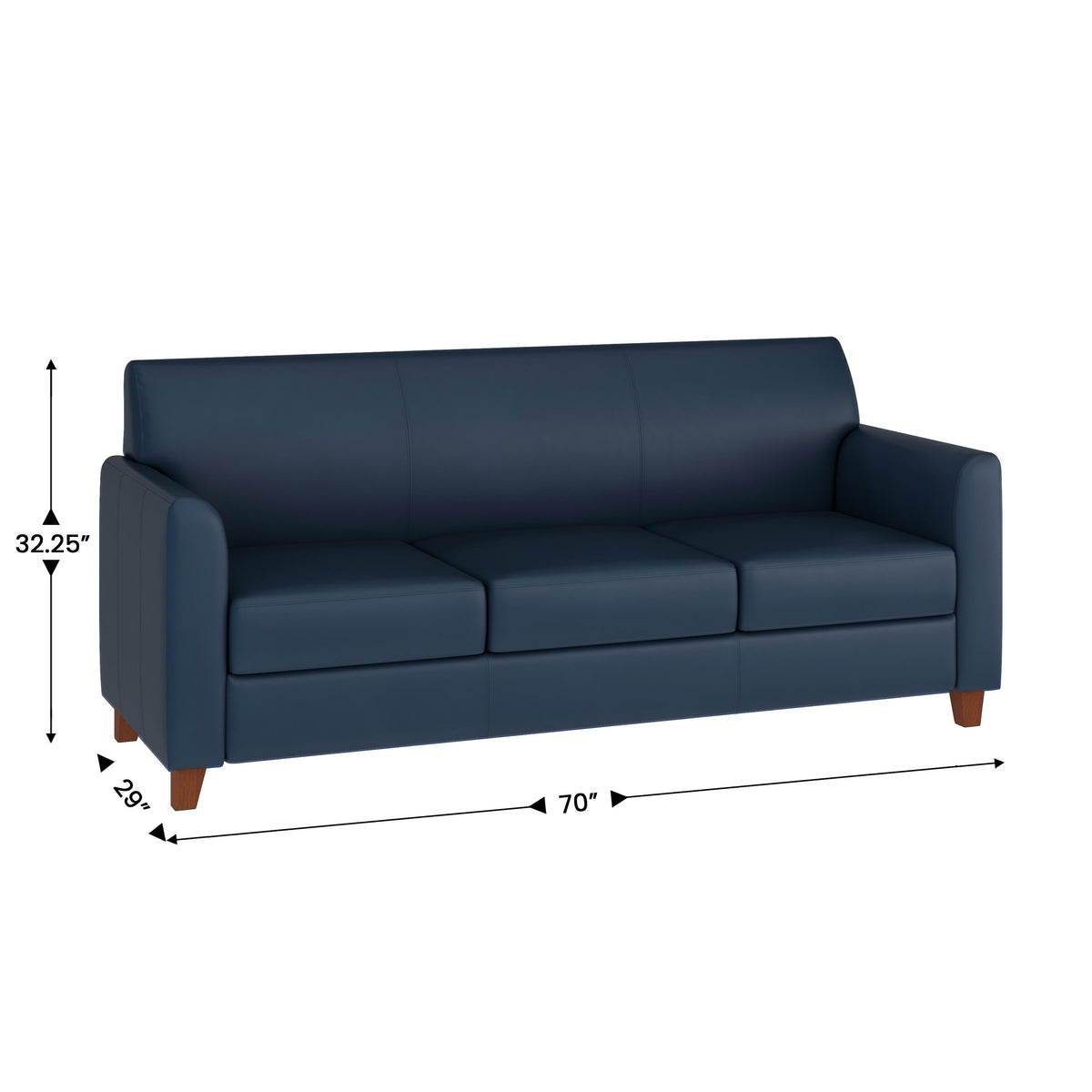 Navy |#| Navy LeatherSoft Sofa with Clean Line Stitched Frame - Reception Seating