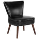 Black LeatherSoft |#| Black LeatherSoft Retro Chair with Triangular Shaped Back and Tapered Wood Legs