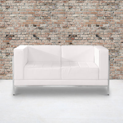 HERCULES Imagination Series Contemporary LeatherSoft Modular Loveseat with Quilted Tufted Seat and Encasing Frame