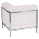 Melrose White |#| White LeatherSoft Modular Right Corner Chair with Quilted Tufted Seat