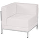 Melrose White |#| White LeatherSoft Modular Left Corner Chair with Quilted Tufted Seat