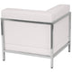 Melrose White |#| White LeatherSoft Modular Left Corner Chair with Quilted Tufted Seat