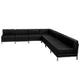 Black |#| 7 Piece Black LeatherSoft Modular Sectional Configuration - Stainless Steel Legs