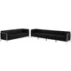 Black |#| 5 Piece Black LeatherSoft Modular Sofa Set with Taut Back and Seat
