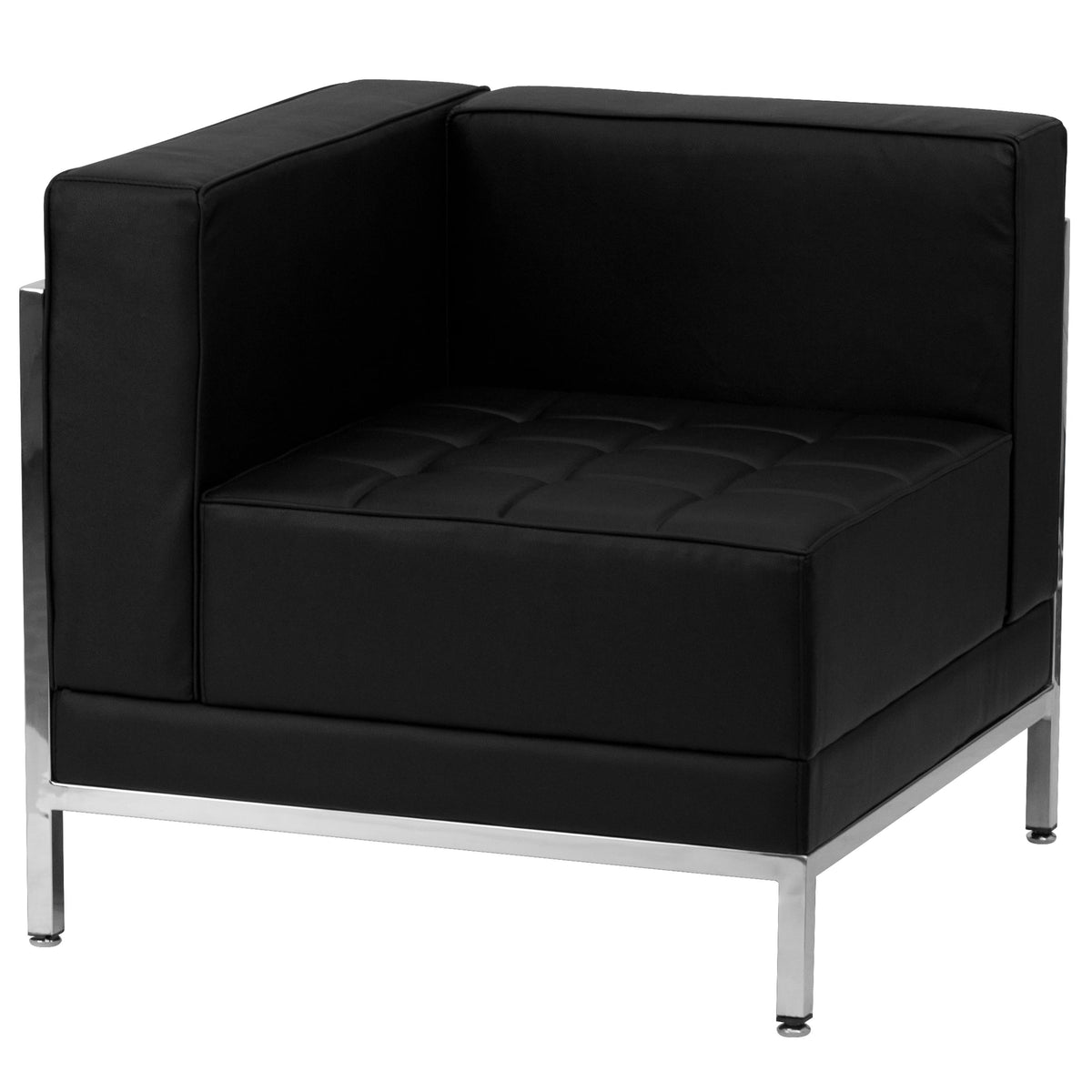 Black |#| Black LeatherSoft Modular U-Shape Sectional Configuration, 10 Pieces