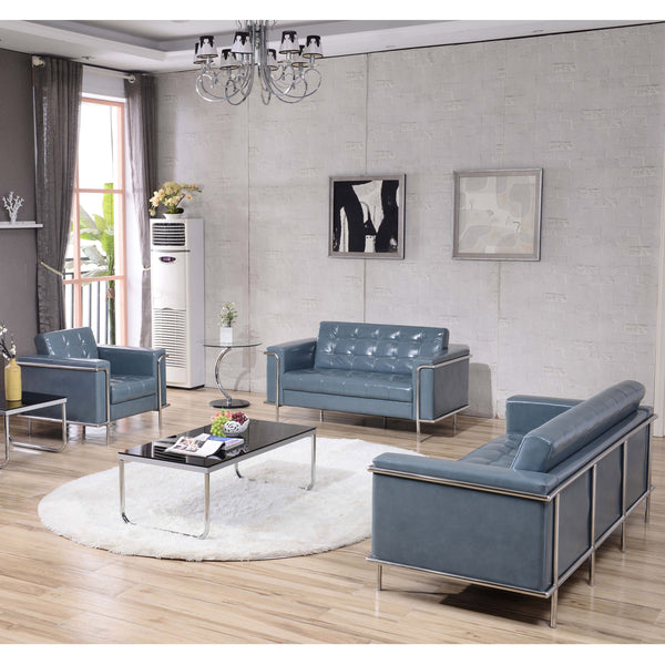 Gray |#| Gray LeatherSoft Double Stitch Detail Reception Set with Encasing Frame