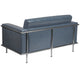 Gray |#| Contemporary Gray LeatherSoft Double Stitch Detail Loveseat w/Encasing Frame