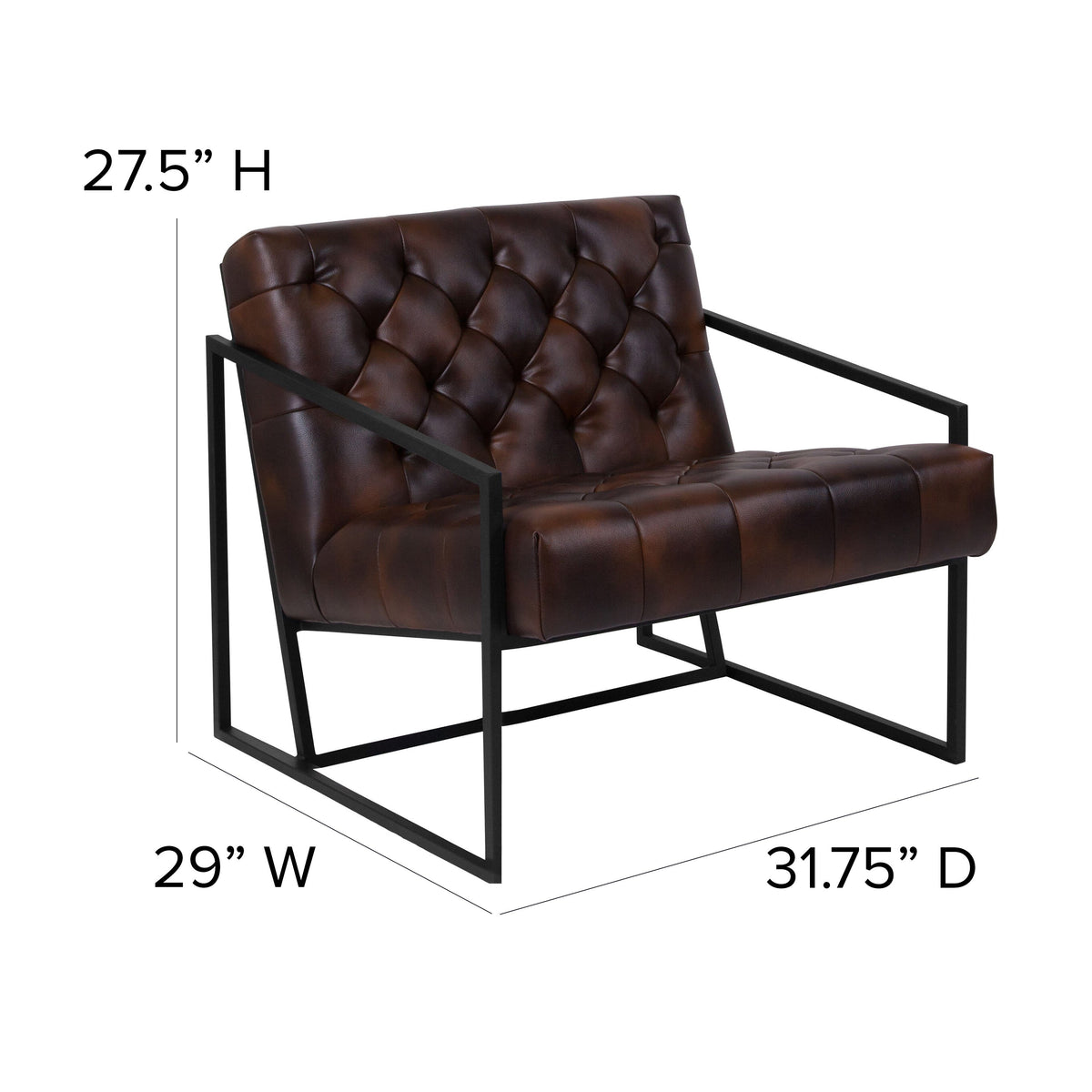 Bomber Jacket |#| Bomber Jacket LeatherSoft Tufted Lounge Chair w/ Integrated Frame & Slanted Arms