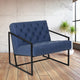 Retro Blue |#| Retro Blue LeatherSoft Tufted Lounge Chair w/Integrated Frame & Slanted Arms