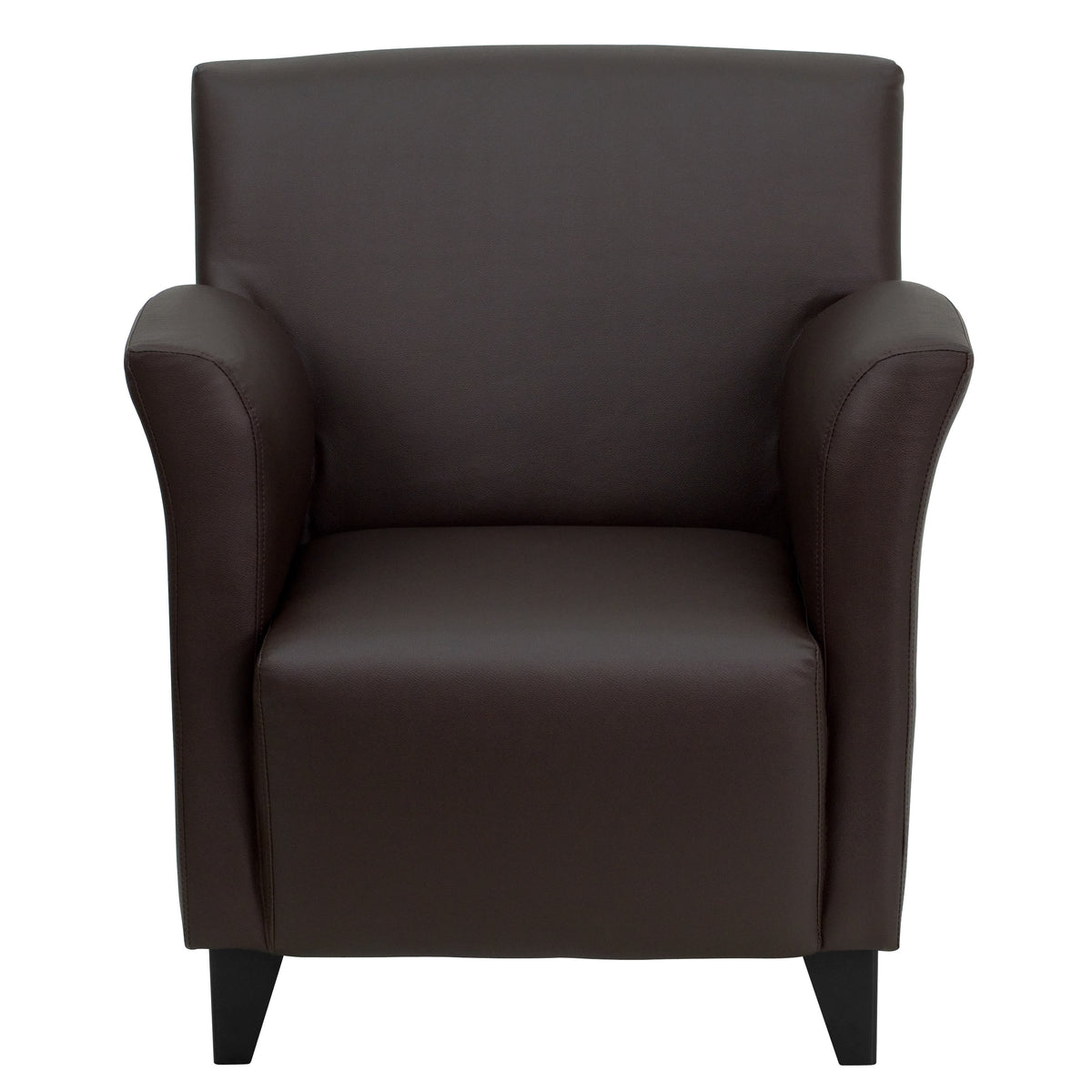 Brown |#| Brown LeatherSoft Lounge Chair with Flared Arms
