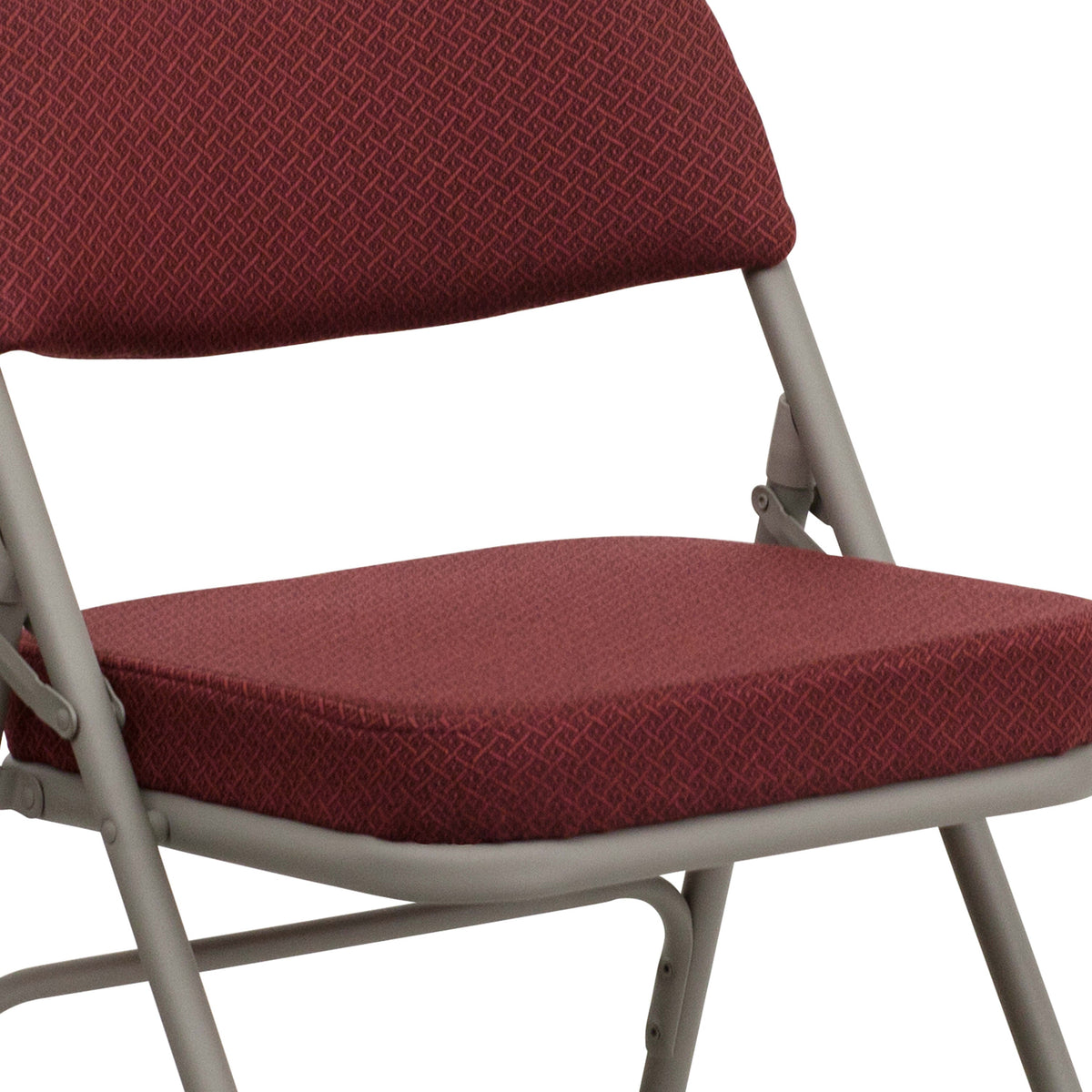 Burgundy Fabric/Gray Frame |#| 18.5inchW Premium Curved Triple Braced Burgundy Fabric Metal Folding Chair