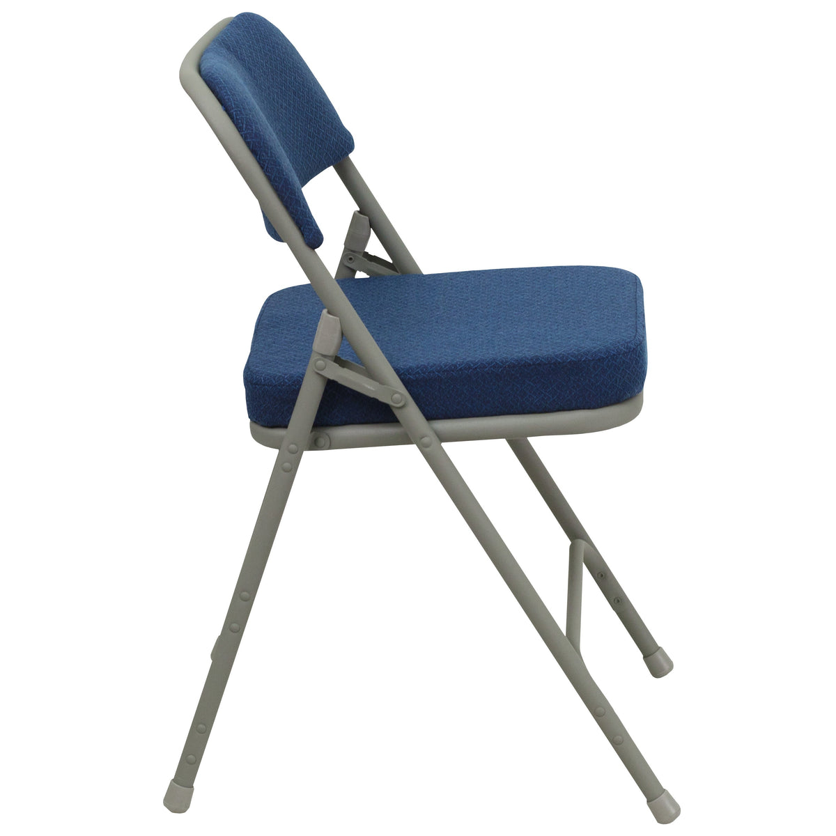 Navy Fabric/Gray Frame |#| 18.5inchW Premium Curved Triple Braced Navy Blue Fabric Metal Folding Chair