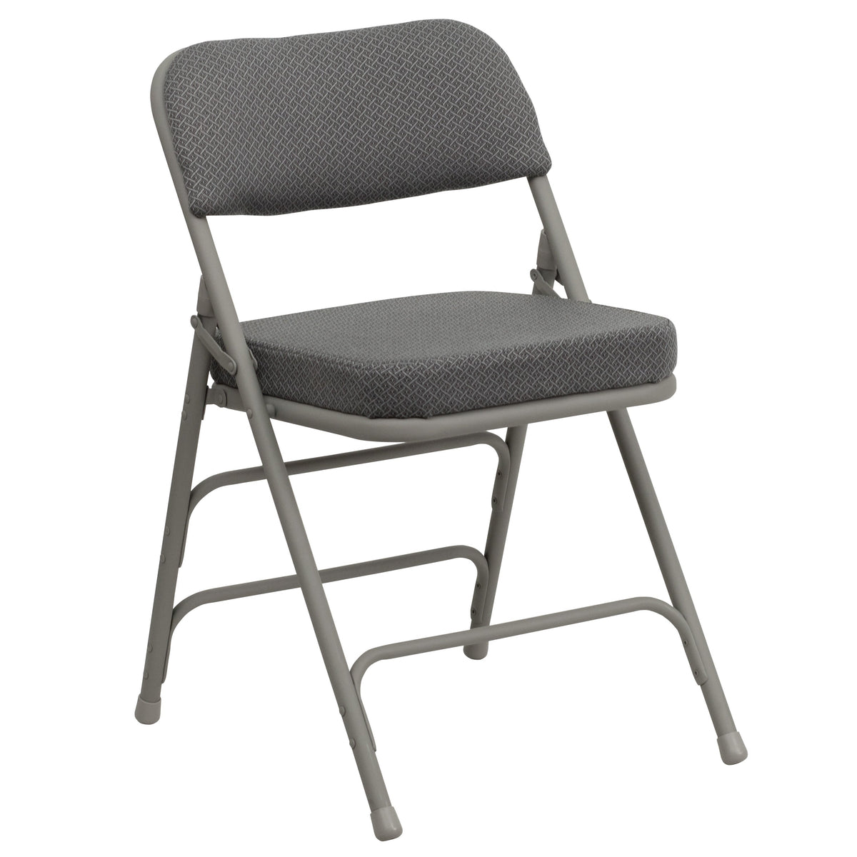 Gray Fabric/Gray Frame |#| 18.5inchW Premium Curved Triple Braced Gray Fabric Metal Folding Chair