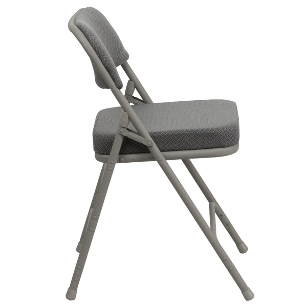 Gray Fabric/Gray Frame |#| 18.5inchW Premium Curved Triple Braced Gray Fabric Metal Folding Chair