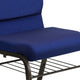 Navy Blue Patterned Fabric/Gold Vein Frame |#| 18.5inchW Church Chair in Navy Blue Patterned Fabric w/ Book Rack - Gold Vein Frame