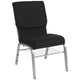 Black Fabric/Silver Vein Frame |#| 18.5inchW Church Chair in Black Fabric with Book Rack - Silver Vein Frame