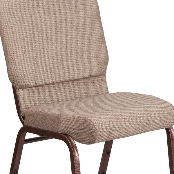 Beige Fabric/Copper Vein Frame |#| 18.5inchW Stacking Church Chair in Beige Fabric - Copper Vein Frame