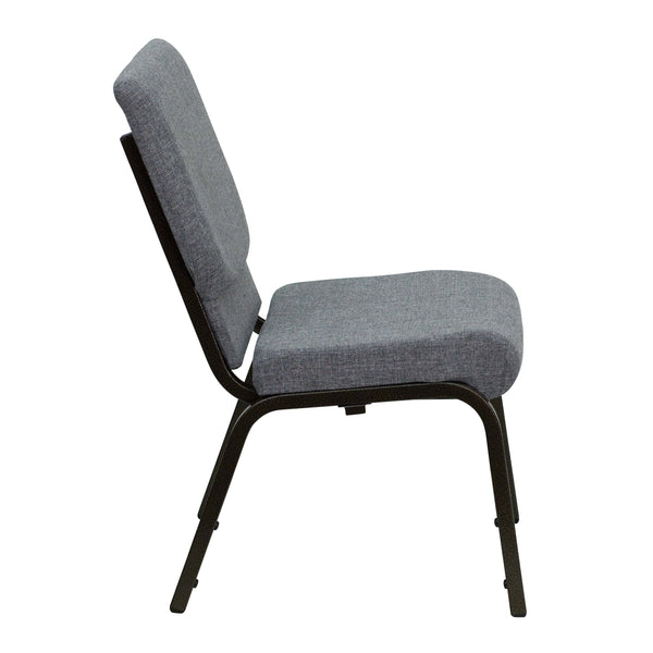 Gray Fabric/Gold Vein Frame |#| 18.5inchW Stacking Church Chair in Gray Fabric - Gold Vein Frame