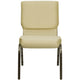 Beige Patterned Fabric/Gold Vein Frame |#| 18.5inchW Stacking Church Chair in Beige Patterned Fabric - Gold Vein Frame