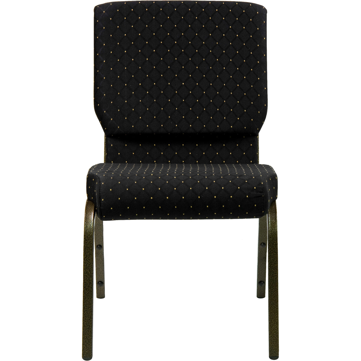 Black Dot Patterned Fabric/Gold Vein Frame |#| 18.5inchW Stacking Church Chair in Black Dot Patterned Fabric - Gold Vein Frame