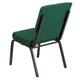 Green Patterned Fabric/Gold Vein Frame |#| 18.5inchW Stacking Church Chair in Green Patterned Fabric - Gold Vein Frame