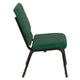 Green Patterned Fabric/Gold Vein Frame |#| 18.5inchW Stacking Church Chair in Green Patterned Fabric - Gold Vein Frame