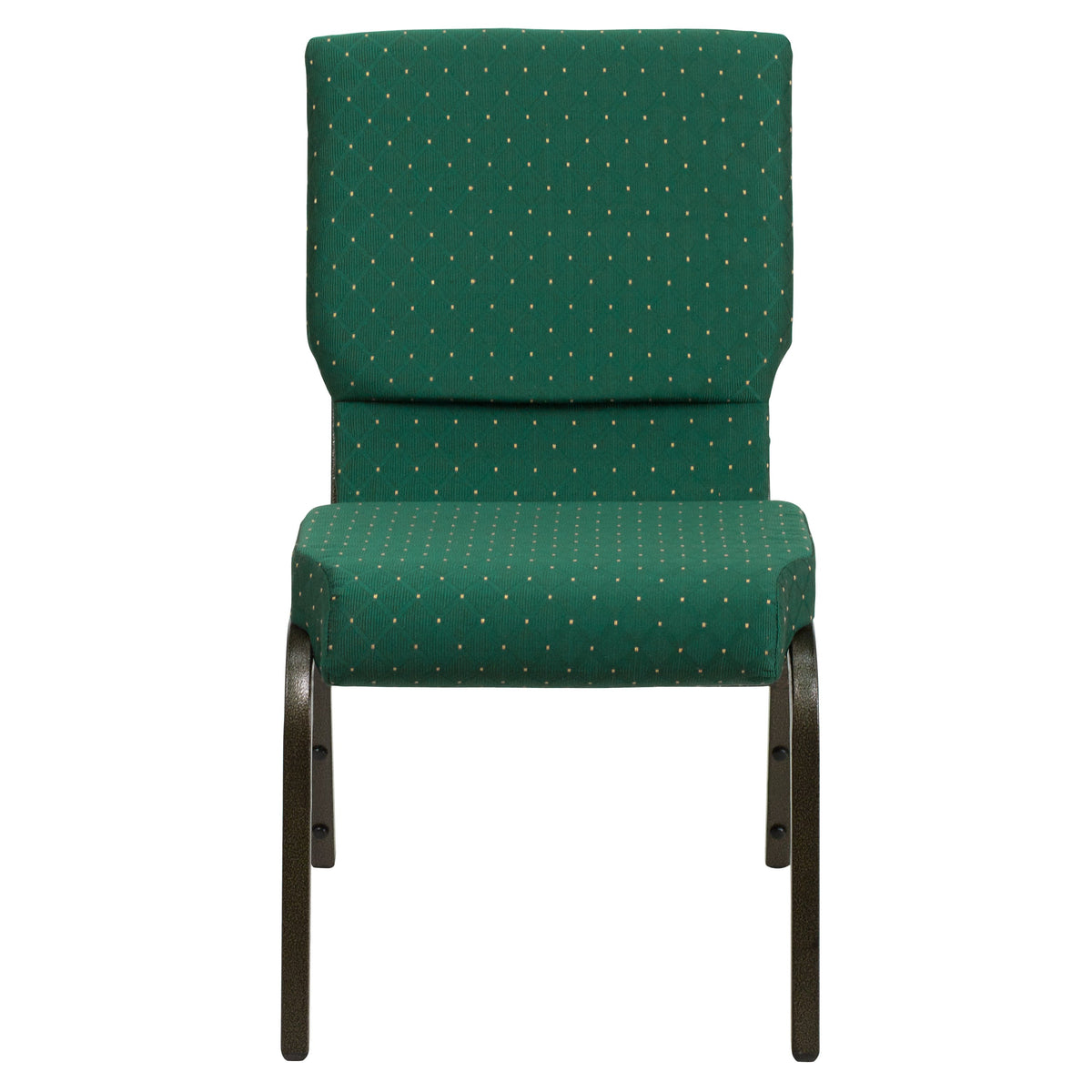 Green Patterned Fabric/Gold Vein Frame |#| 18.5inchW Stacking Church Chair in Green Patterned Fabric - Gold Vein Frame