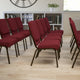 Burgundy Fabric/Gold Vein Frame |#| 18.5inchW Stacking Church Chair in Burgundy Fabric - Gold Vein Frame