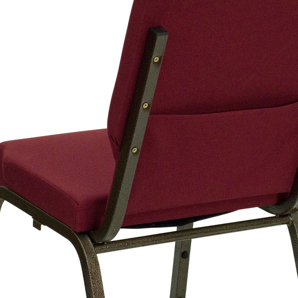 Burgundy Fabric/Gold Vein Frame |#| 18.5inchW Stacking Church Chair in Burgundy Fabric - Gold Vein Frame