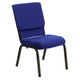 Navy Blue Fabric/Gold Vein Frame |#| 18.5inchW Stacking Church Chair in Navy Blue Fabric - Gold Vein Frame