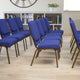 Navy Blue Fabric/Gold Vein Frame |#| 18.5inchW Stacking Church Chair in Navy Blue Fabric - Gold Vein Frame