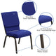 Navy Blue Fabric/Gold Vein Frame |#| 18.5inchW Stacking Church Chair in Navy Blue Fabric - Gold Vein Frame