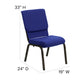 Navy Blue Fabric/Gold Vein Frame |#| 18.5inchW Stacking Church Chair in Navy Blue Fabric - Gold Vein Frame