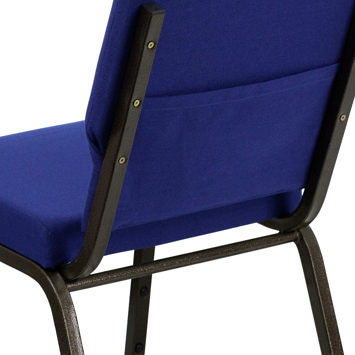 Navy Blue Fabric/Gold Vein Frame |#| 18.5inchW Stacking Church Chair in Navy Blue Fabric - Gold Vein Frame