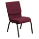 Burgundy Patterned Fabric/Gold Vein Frame |#| 18.5inchW Stacking Church Chair in Burgundy Patterned Fabric - Gold Vein Frame