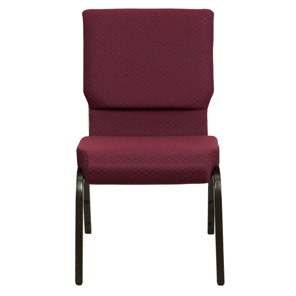 Burgundy Patterned Fabric/Gold Vein Frame |#| 18.5inchW Stacking Church Chair in Burgundy Patterned Fabric - Gold Vein Frame