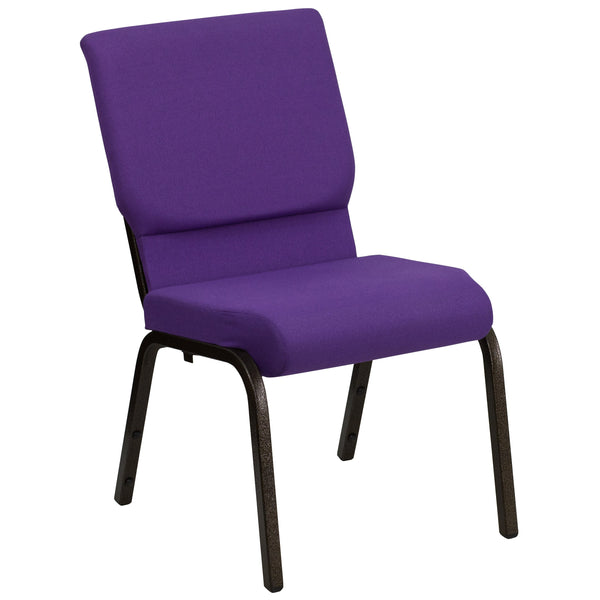 Purple Fabric/Gold Vein Frame |#| 18.5inchW Stacking Church Chair in Purple Fabric - Gold Vein Frame