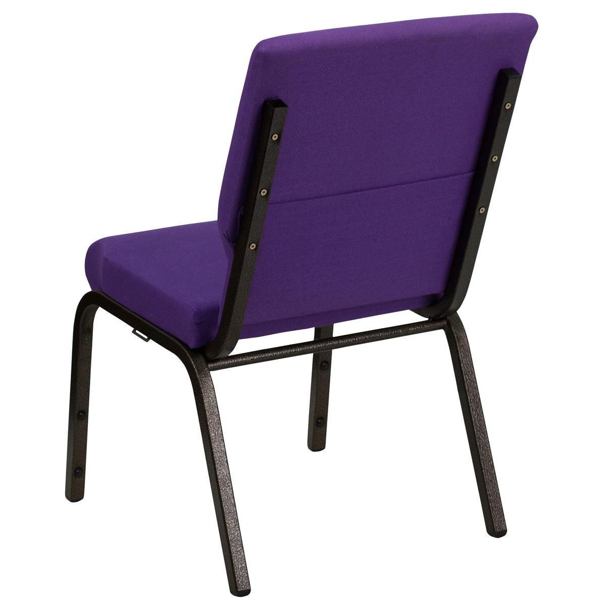 Purple Fabric/Gold Vein Frame |#| 18.5inchW Stacking Church Chair in Purple Fabric - Gold Vein Frame