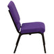 Purple Fabric/Gold Vein Frame |#| 18.5inchW Stacking Church Chair in Purple Fabric - Gold Vein Frame