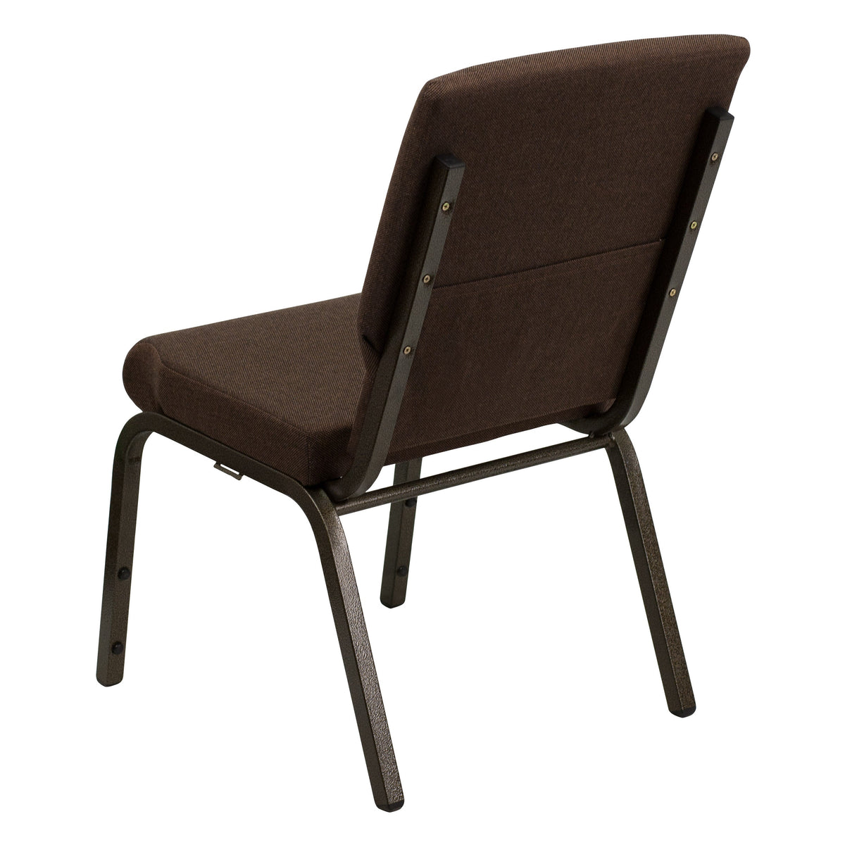 Brown Fabric/Gold Vein Frame |#| 18.5inchW Stacking Church Chair in Brown Fabric - Gold Vein Frame