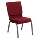 Burgundy Fabric/Silver Vein Frame |#| 18.5inchW Stacking Church Chair in Burgundy Fabric - Silver Vein Frame