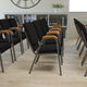 Black Fabric/Silver Vein Frame |#| 21inch Stackable Church Chair with Arms in Black Fabric - Silver Vein Frame
