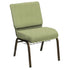 HERCULES Series 21''W Church Chair in Bedford Fabric with Book Rack - Gold Vein Frame