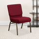 Burgundy Fabric/Gold Vein Frame |#| 21inchW Church Chair in Burgundy Fabric with Cup Book Rack - Gold Vein Frame