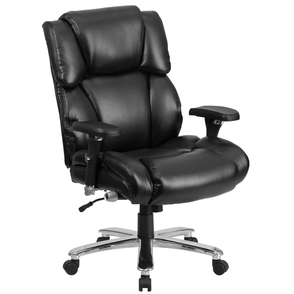 Black LeatherSoft |#| 24/7 Intensive Use Big & Tall 400 lb. Rated High Back Black LeatherSoft Chair