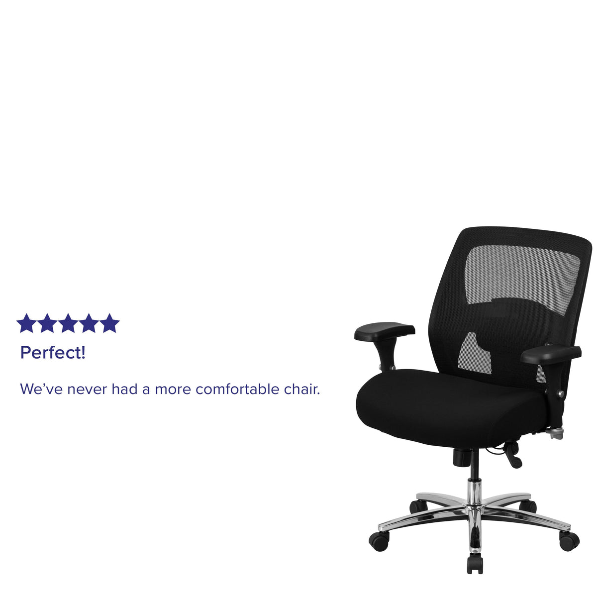 24/7 Intensive Use Big & Tall 500 lb. Rated Black Mesh Ergonomic Office Chair